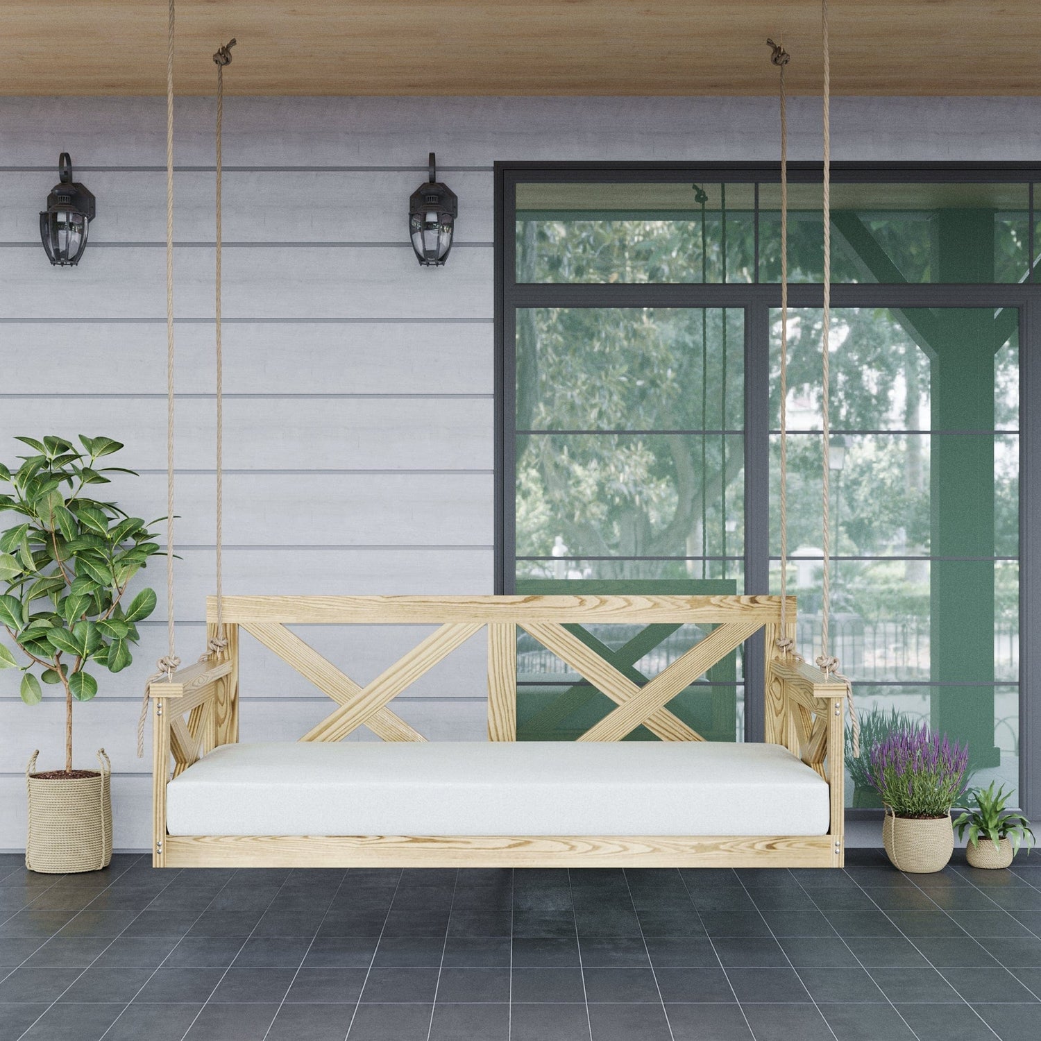 Amish Casual The Bradford Twin Swing Bed, Unfinished