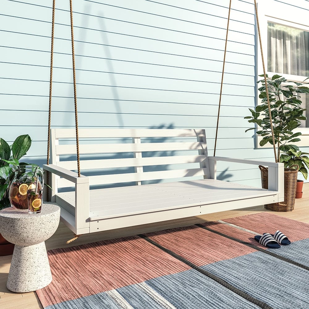 Amish Casual Waterford Hanging Bed Swing for Porch, Twin Dark Walnut