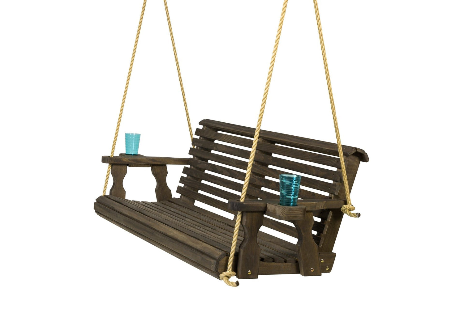 Amish Casual 5 Foot Roll Back Porch Swing in Dark Walnut with Clearcoat