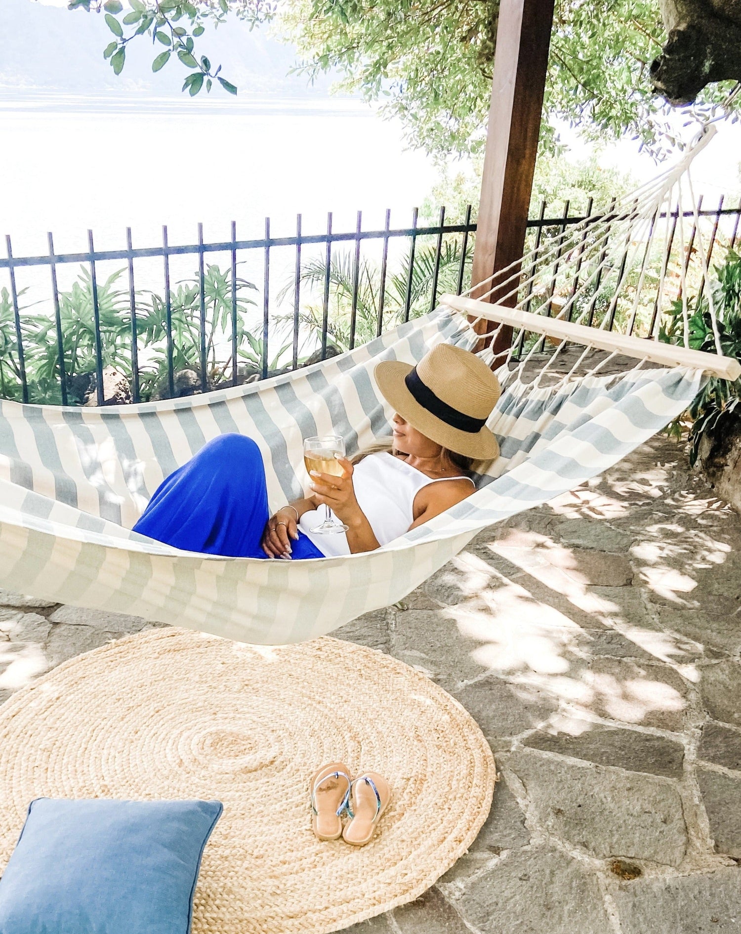 Coastal Blue and White Striped Hammock