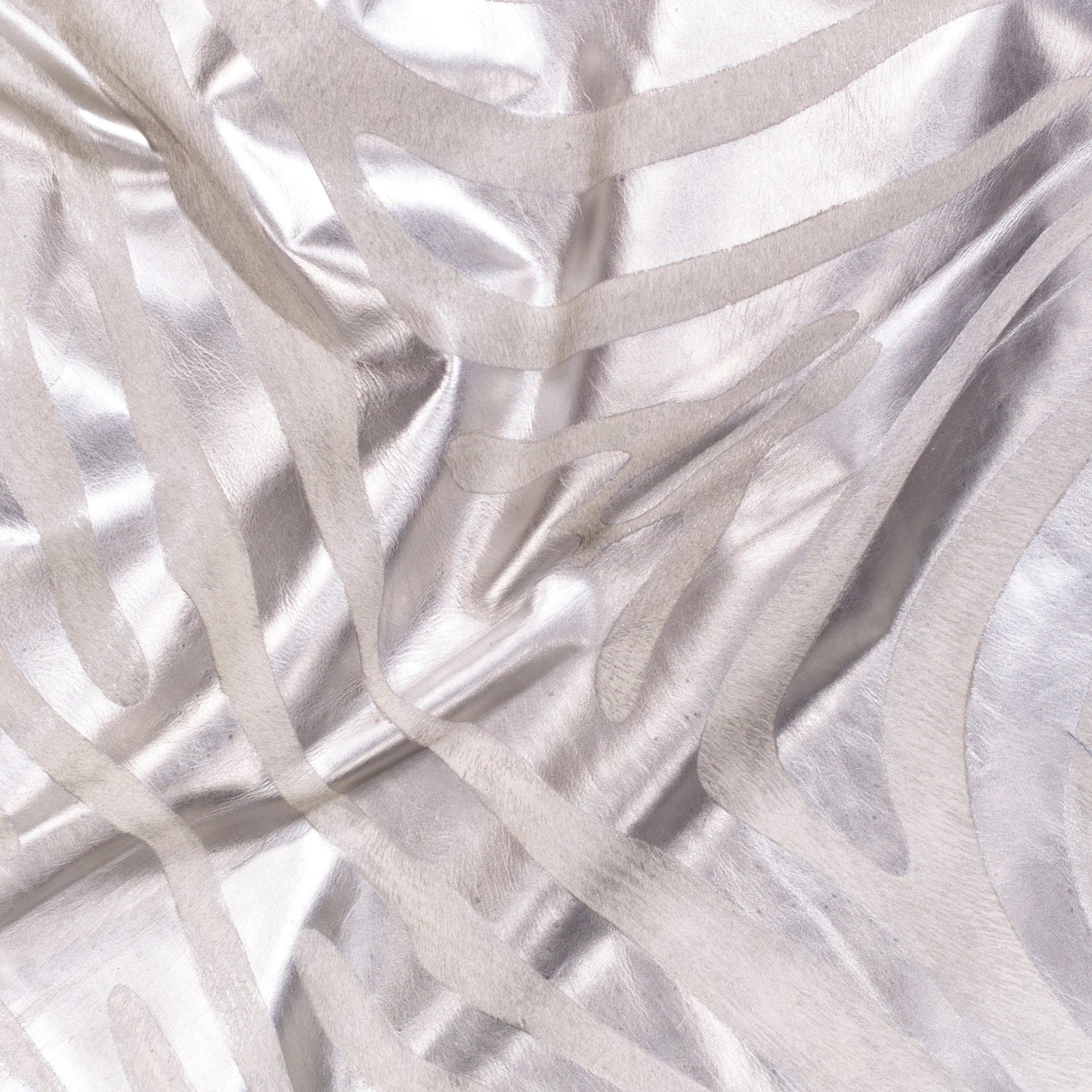 Zebra Silver Metallic On Off White Cowhide Rug