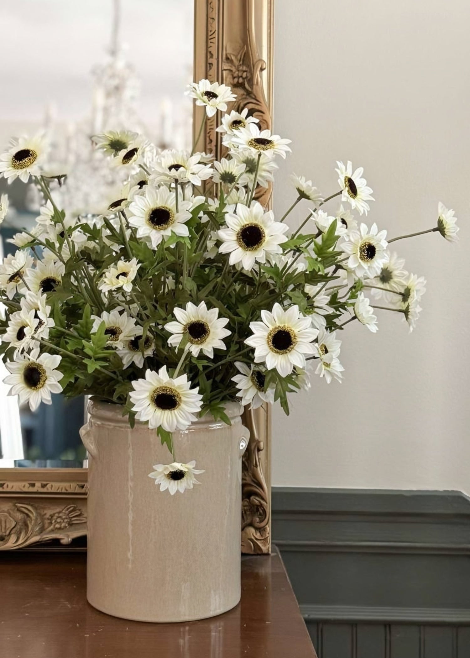Fake Black-Eyed-Susan Wildflower Bush in White - 25