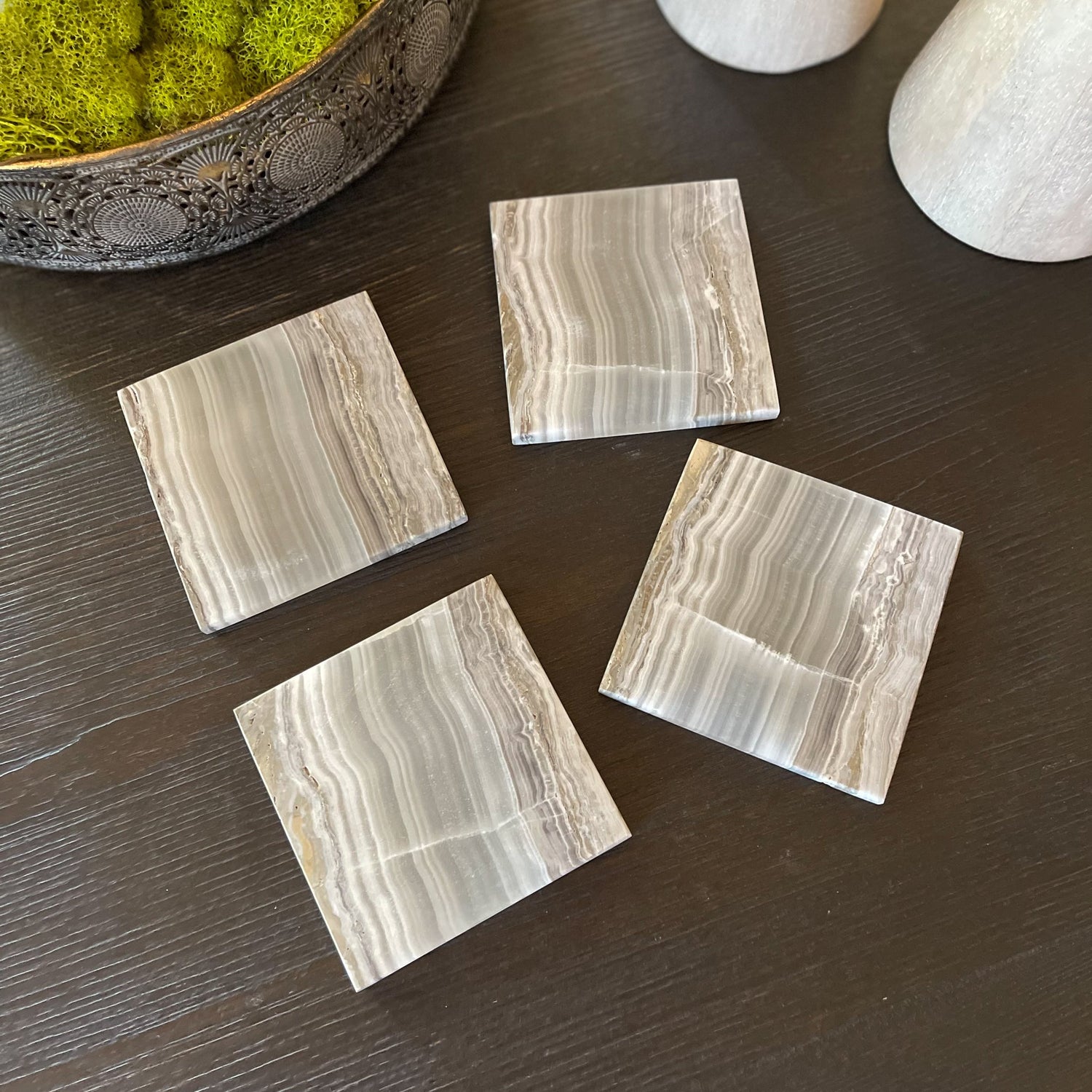 Grey Onyx Coaster Set