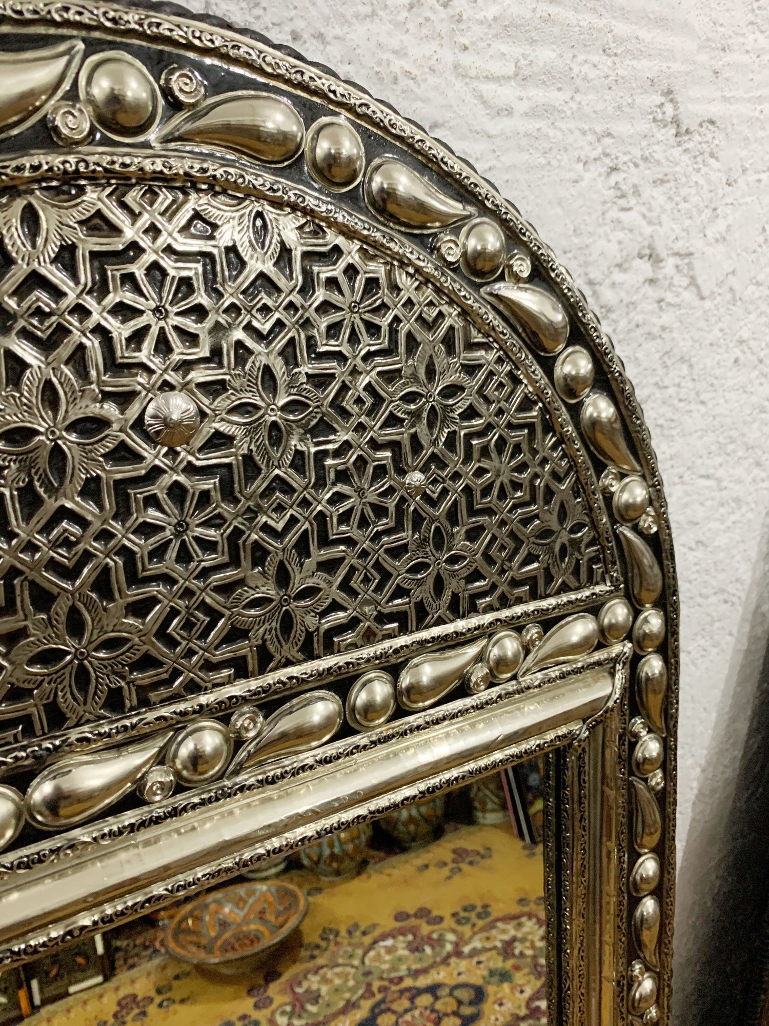 Handcrafted Silver Arch Mirror - Moroccan Antique Wall Mirror