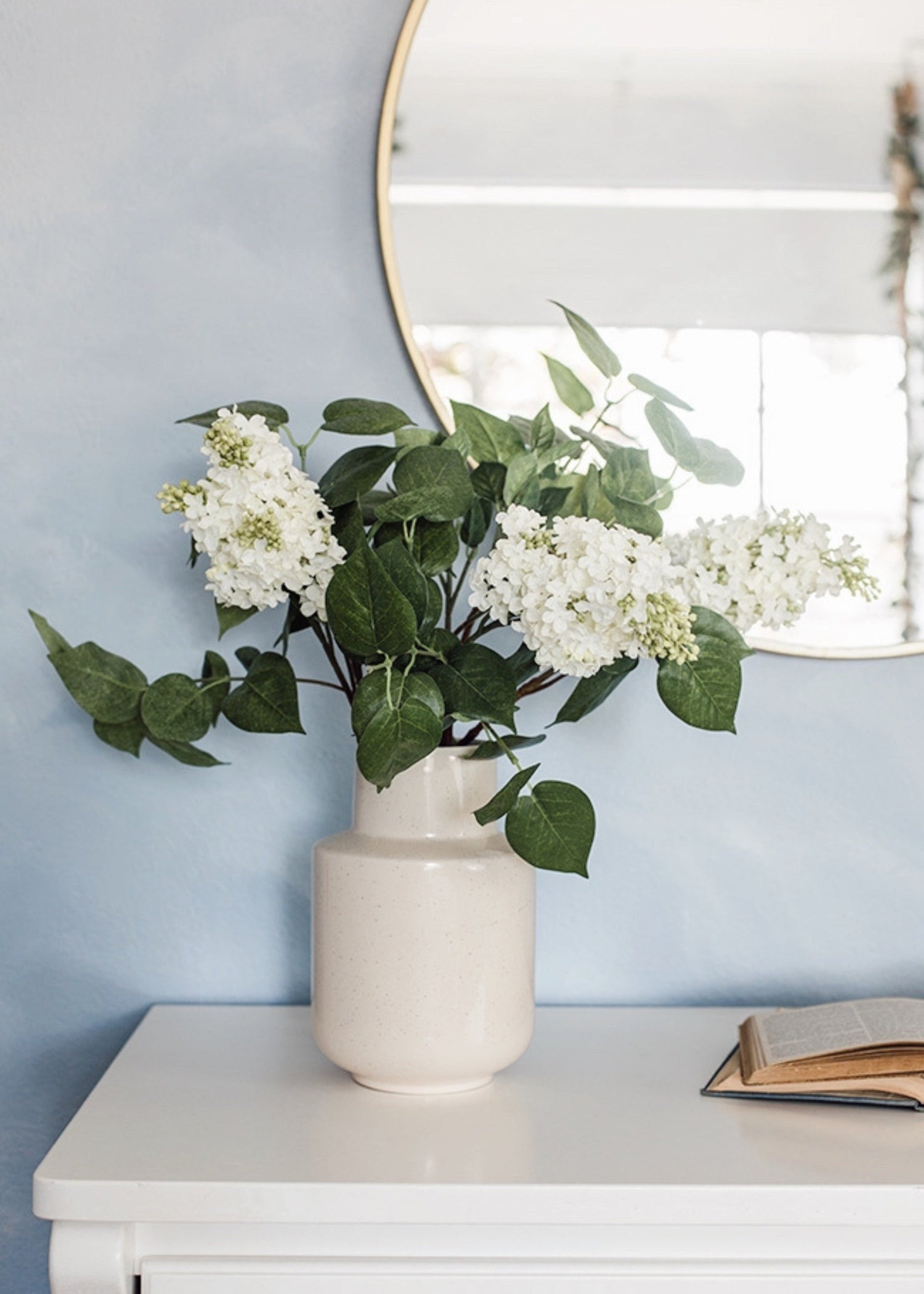 Artificial Blooming Lilac Branch in White - 26