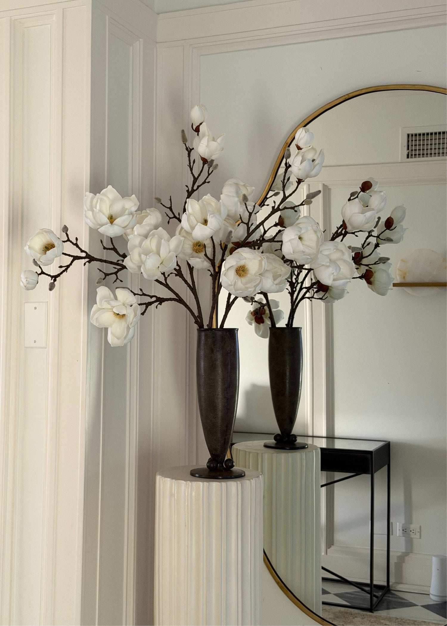 Artificial Magnolia Flower Branch in White - 39