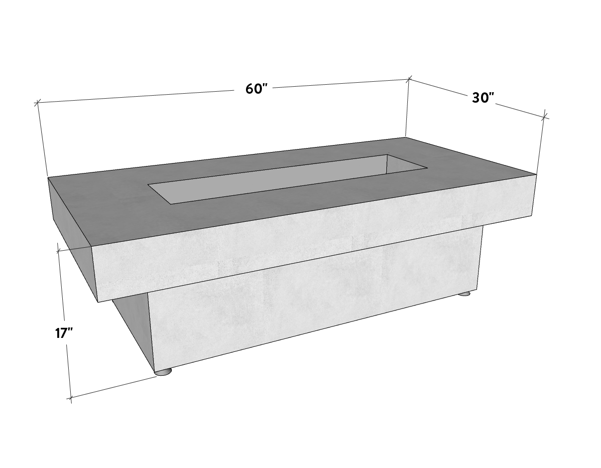 Toplina - Rectangular Concrete Fire Pit Table