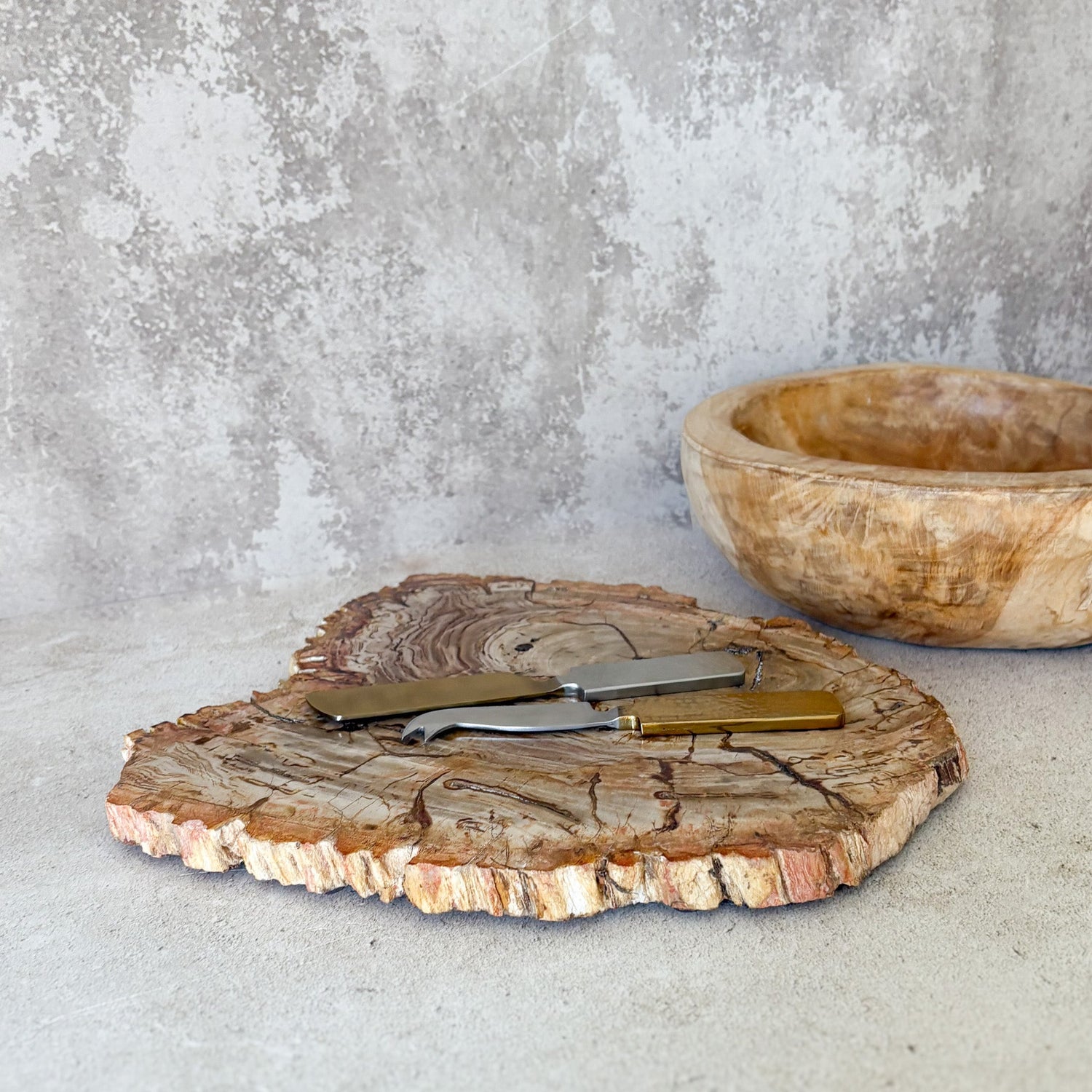 Natural Edge Petrified Wood Serving Board