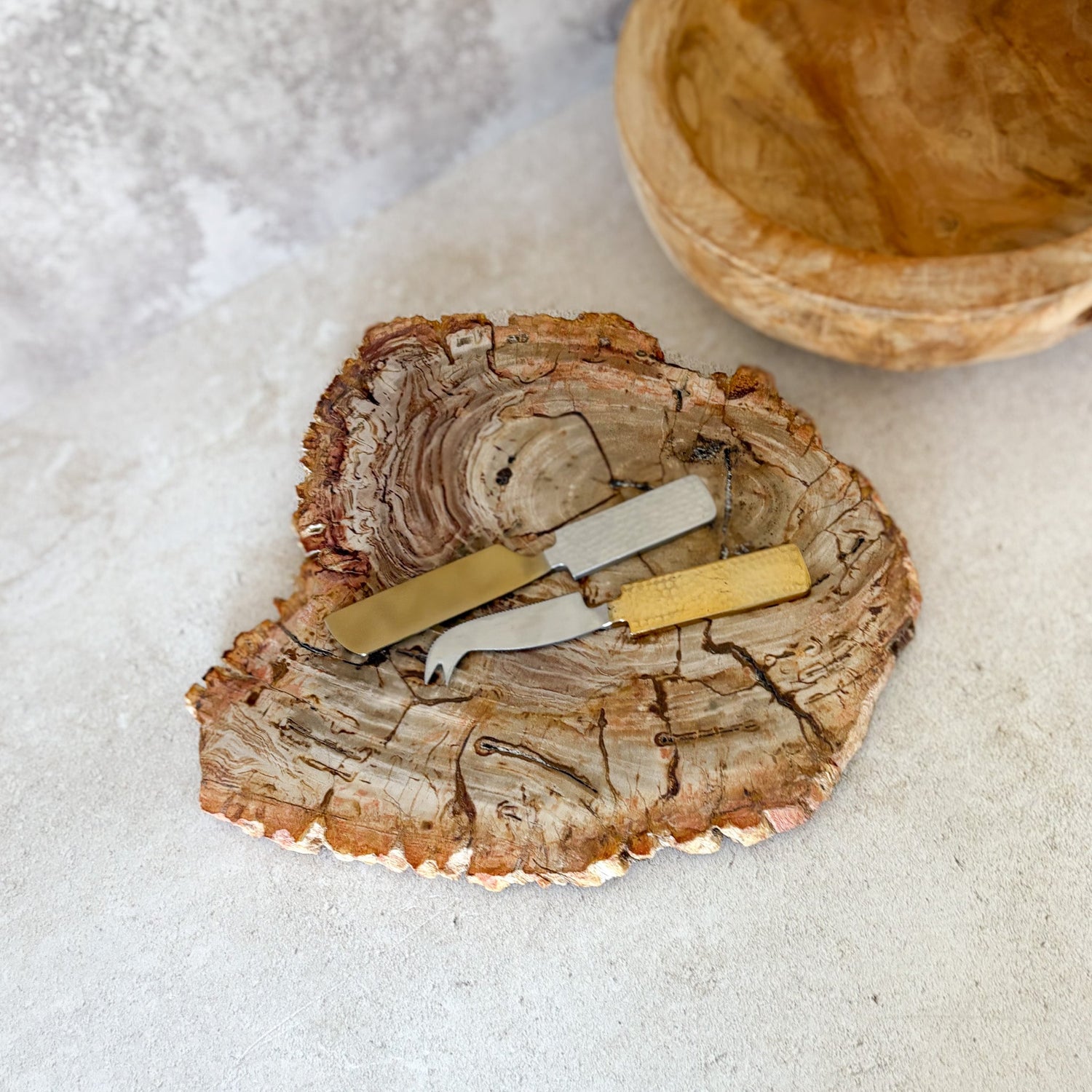 Natural Edge Petrified Wood Serving Board