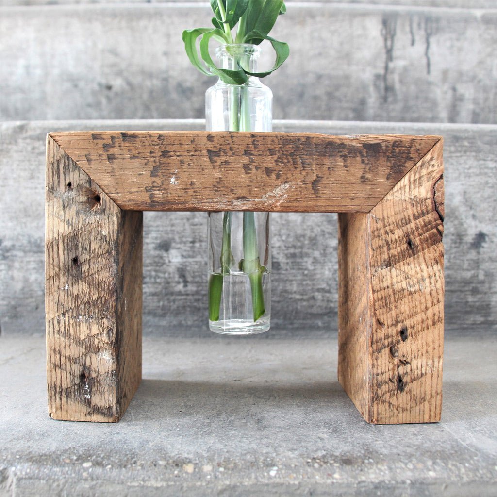 Rustic Wood Centerpiece: 4 Bud Vase