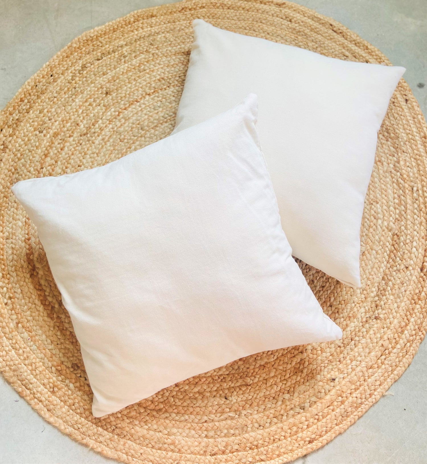 Off White Cotton Canvas Throw Pillow Cover